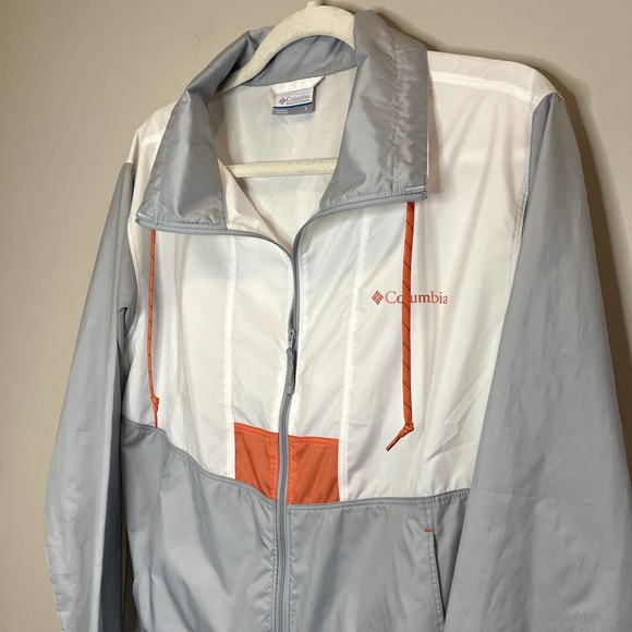 Columbia Windbreaker Jacket | Water Resistant | Retro Look | White Gray | Small - Picture 2 of 5